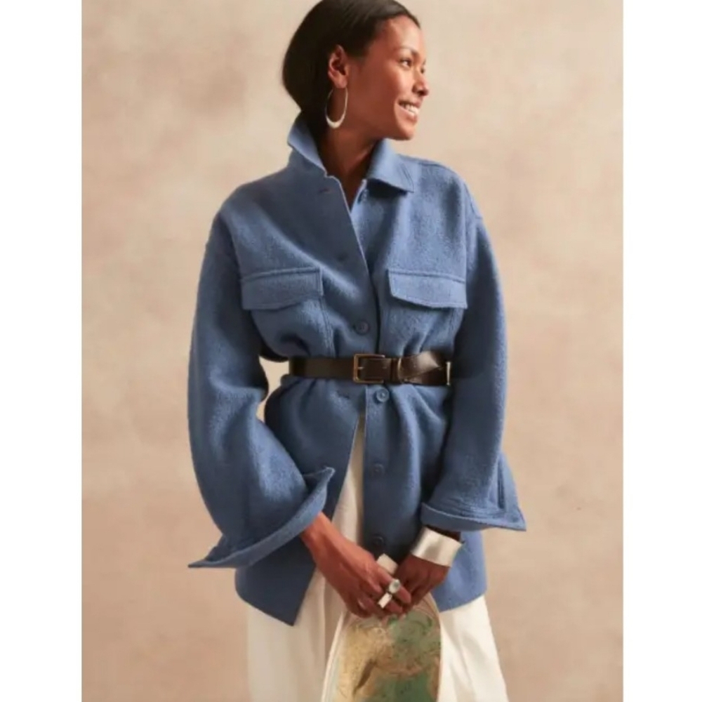Banana Republic 100% wool blue oversized shirt jacket